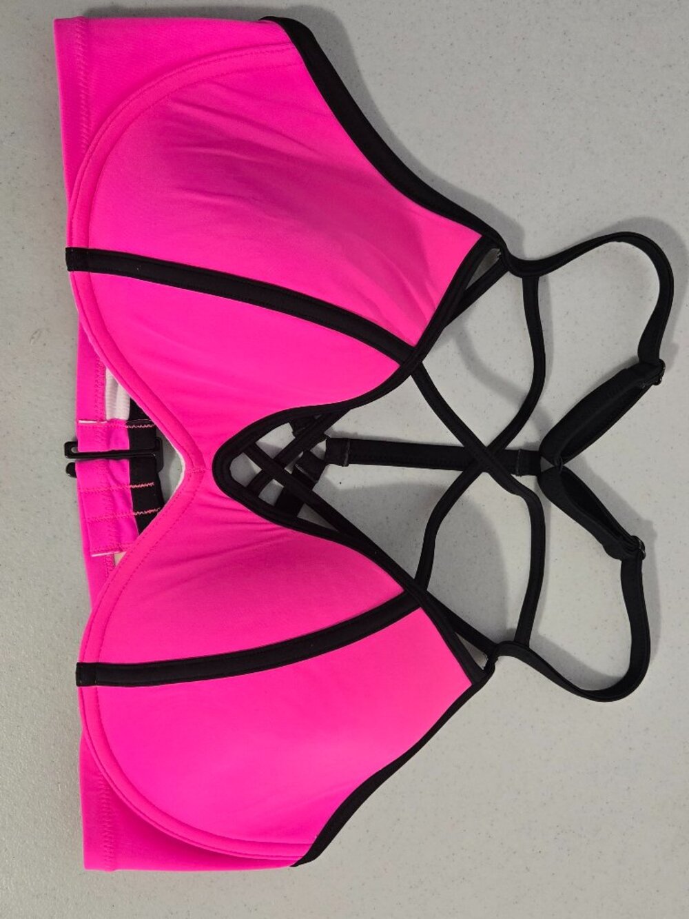 PINK by Victoria’s Secret Strappy Bikini Top Push Up Large Cup D-DD Hot Pink
